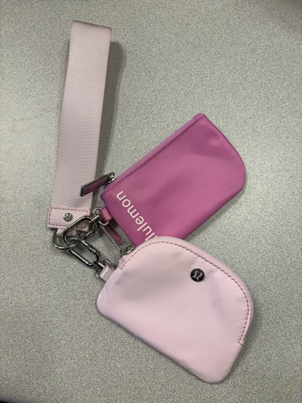 lululemon athletica Pink & Light Pink Dual Pouch Key Card Wristlet